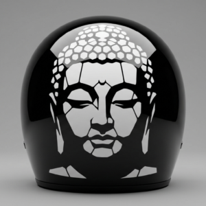 Mosaic Helmet Sticker Design: Majestic Buddha