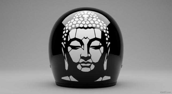 Mosaic Helmet Sticker Design: Majestic Buddha