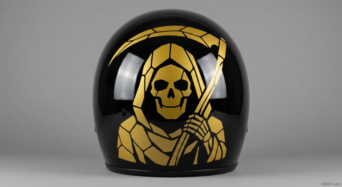 Mosaic Helmet Decal Design: Golden Grim Reaper