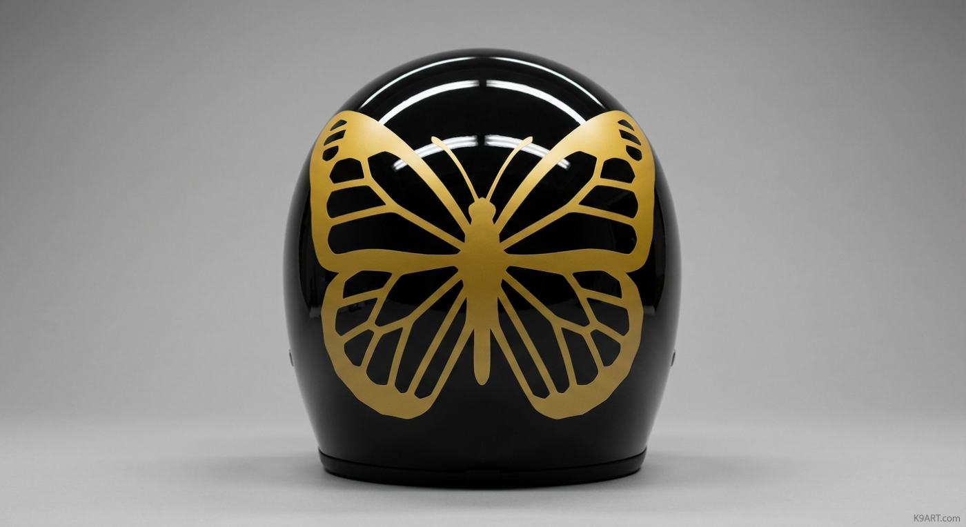 Mosaic Helmet Decal Design: Golden Butterfly