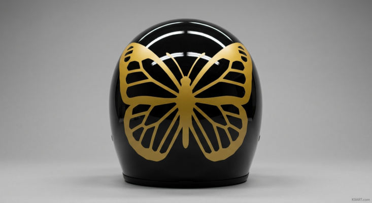 Mosaic Helmet Decal Design: Golden Butterfly