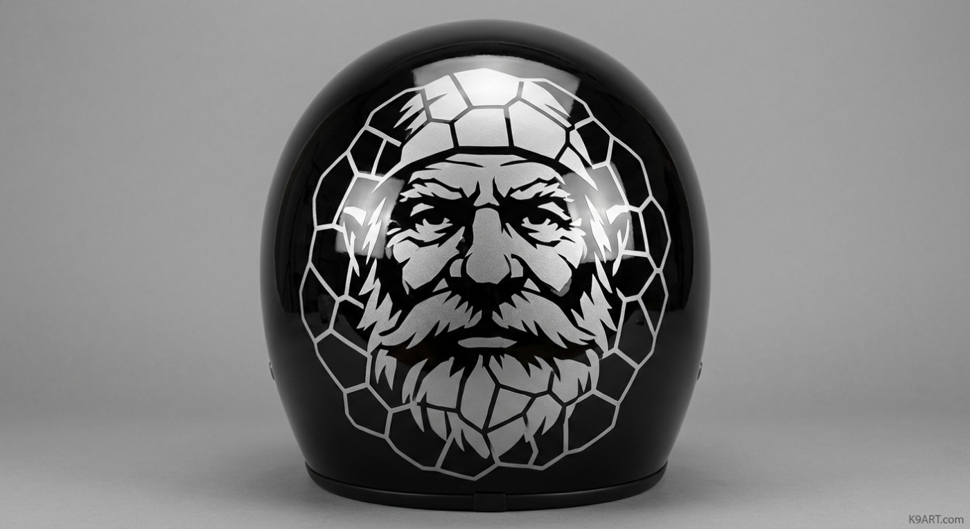 Mosaic Helmet Decal Design: A Gnome