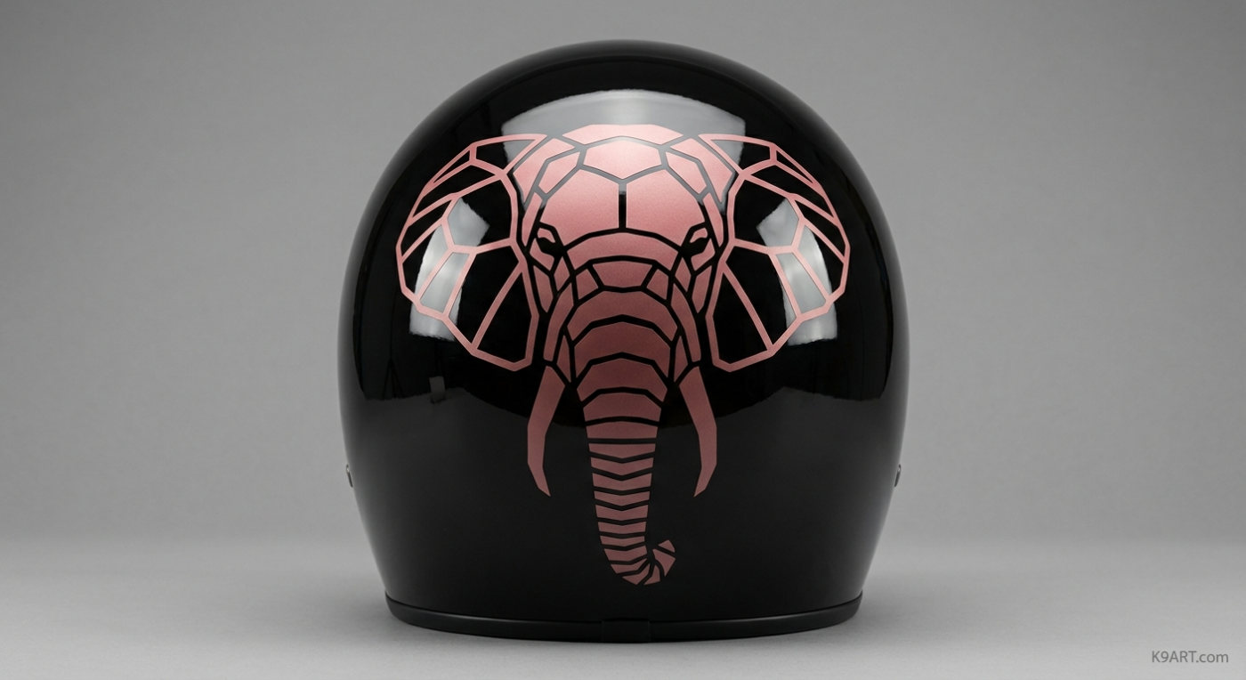 Mosaic Helmet Decal Design: Rose Elephant