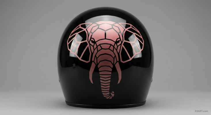 Mosaic Helmet Decal Design: Rose Elephant